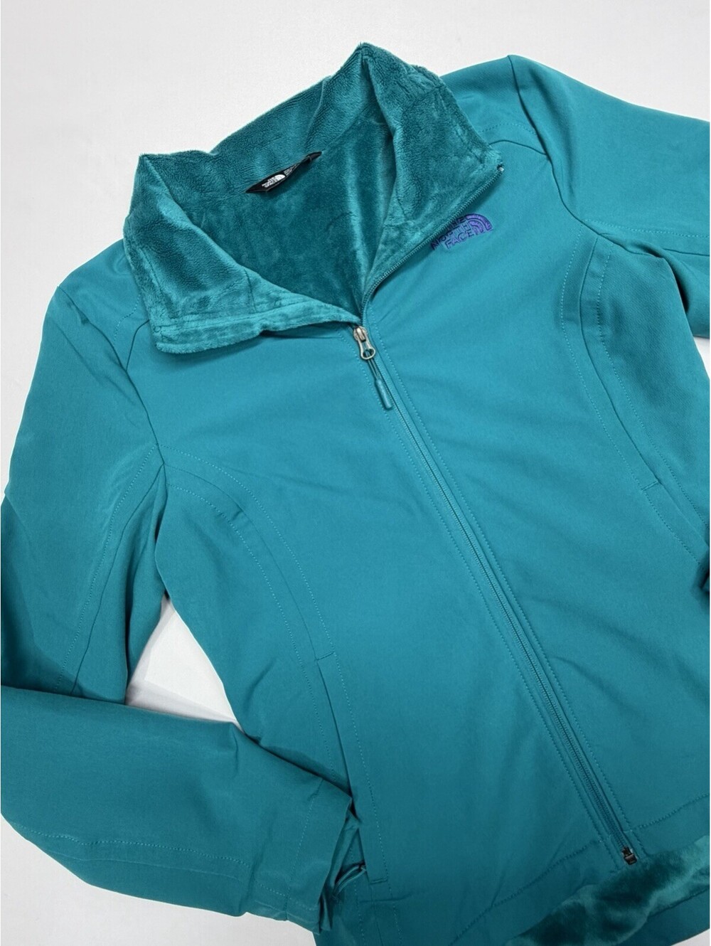 The North Face Windwall Jacket Womens Medium Teal Softshell Hooded Full Zip
